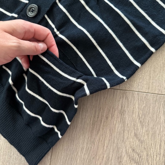 Vince Black Striped Button Down Tunic Cardigan Sweater - Picture 4 of 8